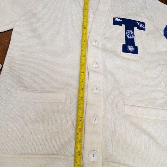 Vintage Dehen Wool Letterman Sweater Cardigan Blue T Basketball Drama Spirit 40 - Picture 10 of 16